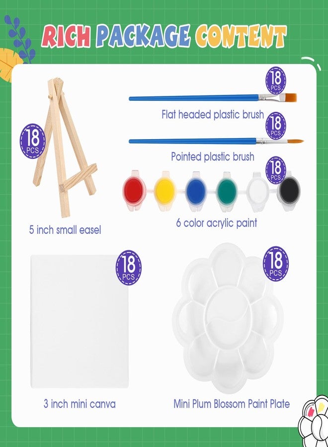 ESRICH 18 Set Mini Acrylic Paint Kit, Minis Stretched Canvas with Easel, Acrylic Paint Strips, Palettes, Painting Brushes, Mini Canvas and Easel Set for Kids Artists Beginner, Gifts - Image 2
